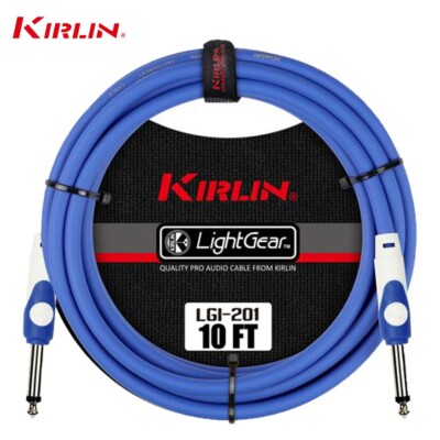 Kirlin 10 ft Guitar Instrument Patch Cable Cord Free Cable Tie 1/4'' BLUE LGI-201
