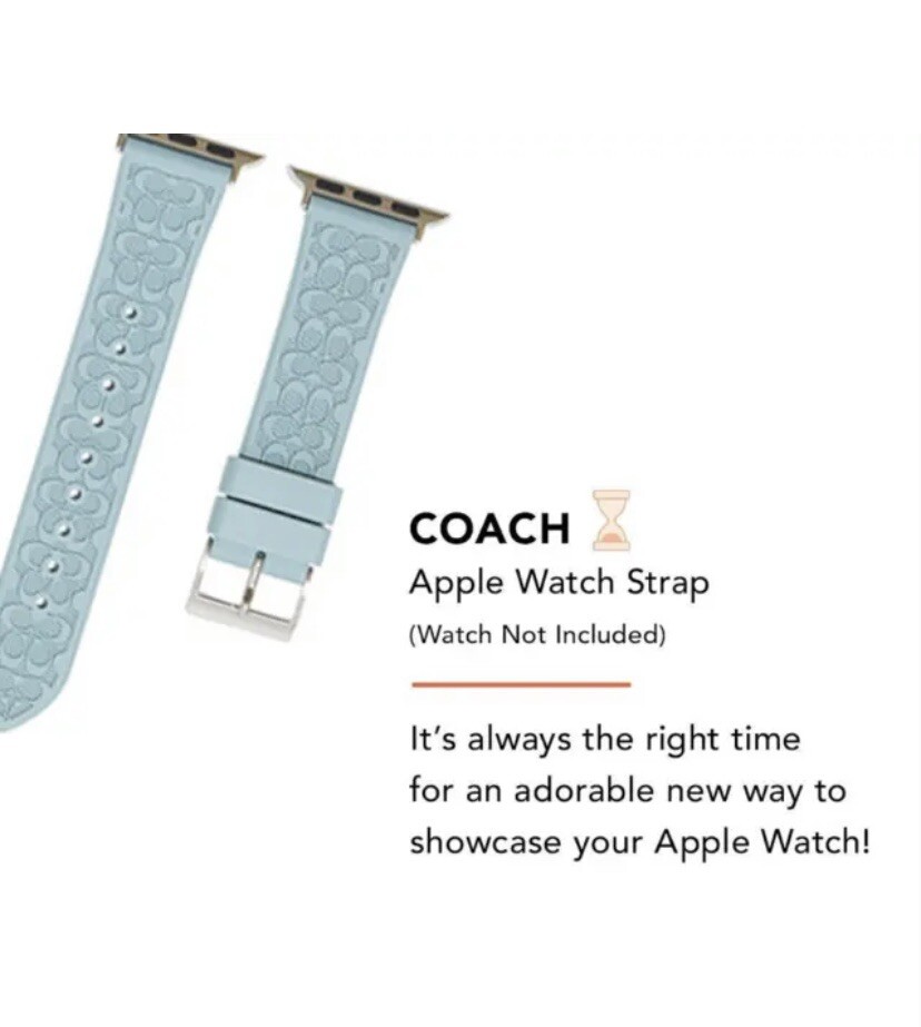COACH signature Apple watch silicone band strap, BLUE, 38/40/41mm  display picture 1