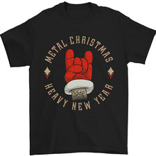 Metal Christmas Heavy Rock Music Guitar Mens T-Shirt Cotton