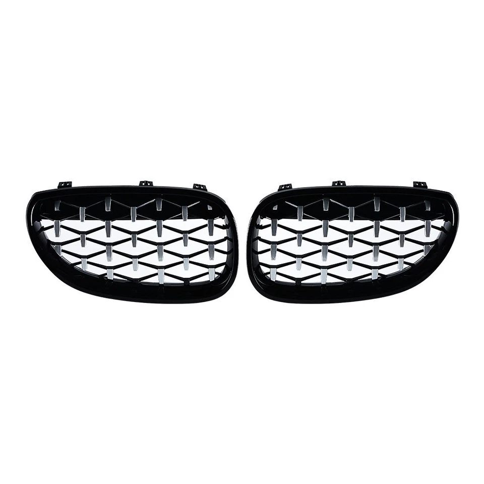 For 2003-2010 BMW E60 E61 M5 550i Front Kidney Grill Grille Diamond Chrome Black Foto 2 de 4