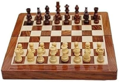 Premium Quality Handcrafted Rosewood Unique Chess Board Set Foldable Brown