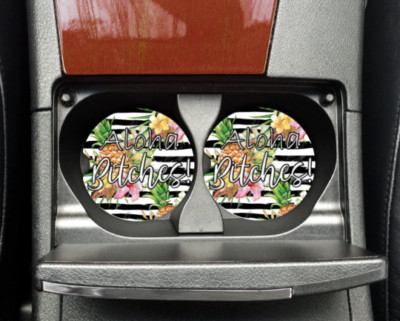 *Small Business* Aloha Bitches Car Coasters Set of 2 
