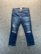 Current Elliott Jeans Women's 25 Slim Straight Distressed Blue Raw Hem Stretch
