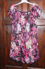 JUMPO Fine Sheer Short Pink Floral Dress - Size S/M
