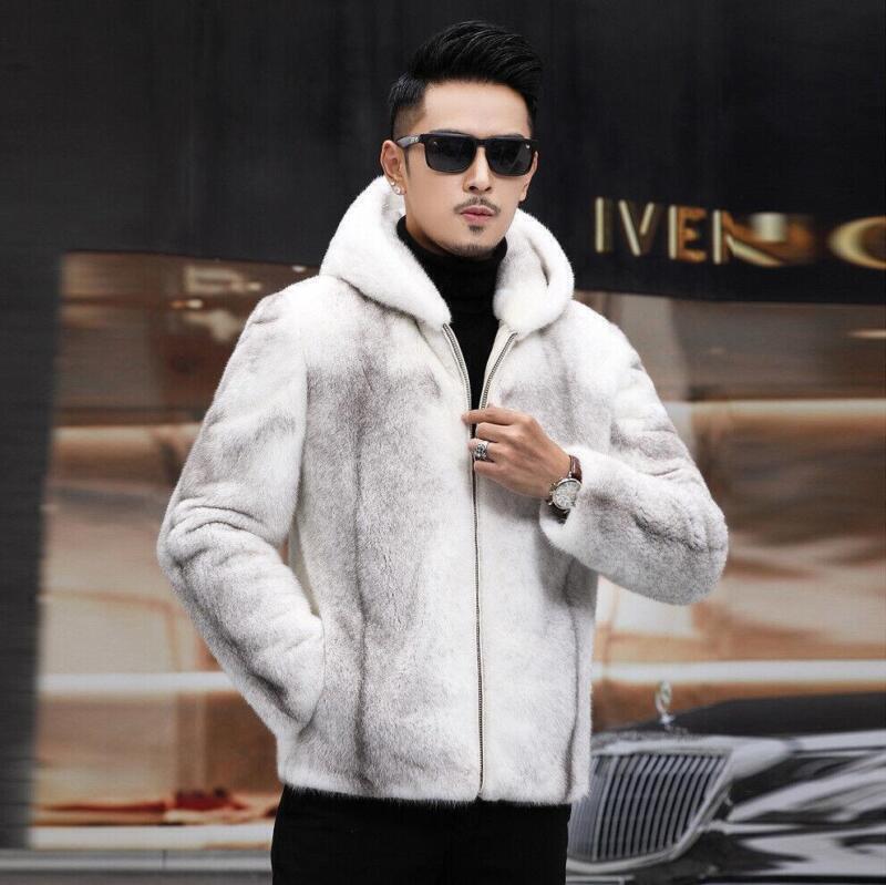 Mens Faux Fur Hooded Zipper Short Jacket Winter Parka Casual Party