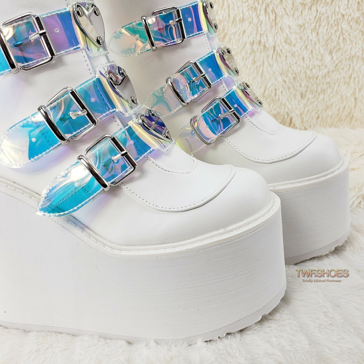 靴 Semantic design white boots emo y2k Cyber Swing 230 White Boot 5.5