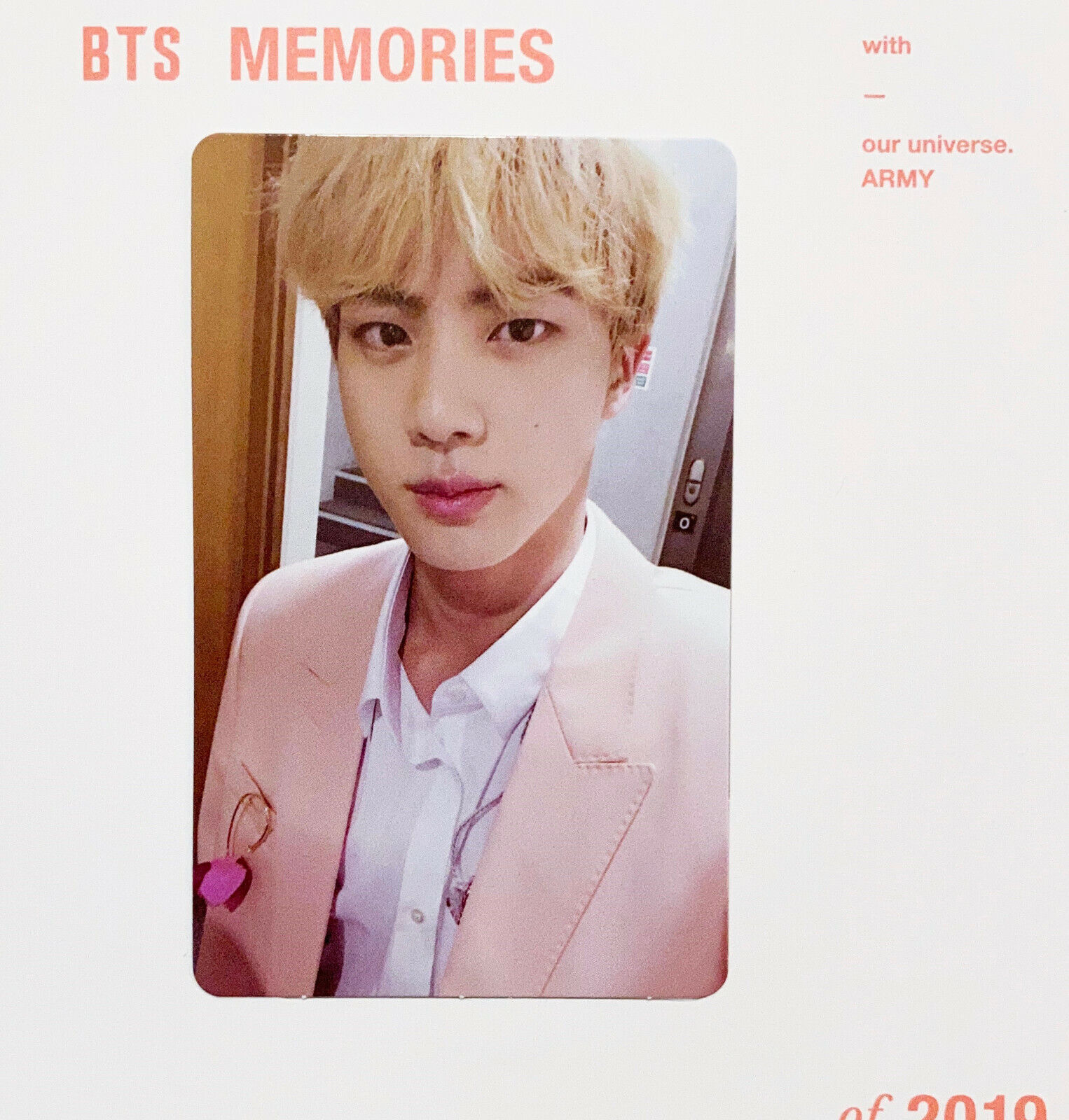 BTS Jin Seokjin Memories of 2019 Blu-ray MO19 Bluray Official Photocard Blu  ray