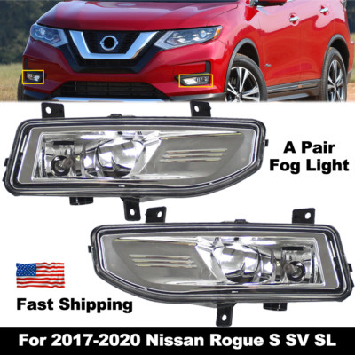 Pair Fog Light For 2017-2020 Nissan Rogue S SV SL Front Bumper Lamps Left Right