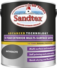 Sandtex Anthracite Multi Surface Satin Exterior Mould Resistant Grey Paint 750ml