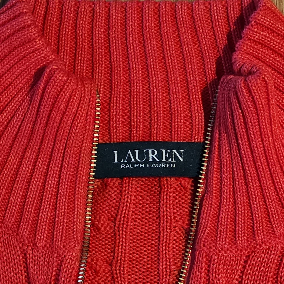 Кардиган LAUREN RALPH LAUREN большой ребристый кабель на молнии с длинным рукавом золотой логотип - Изображение 4 из 4