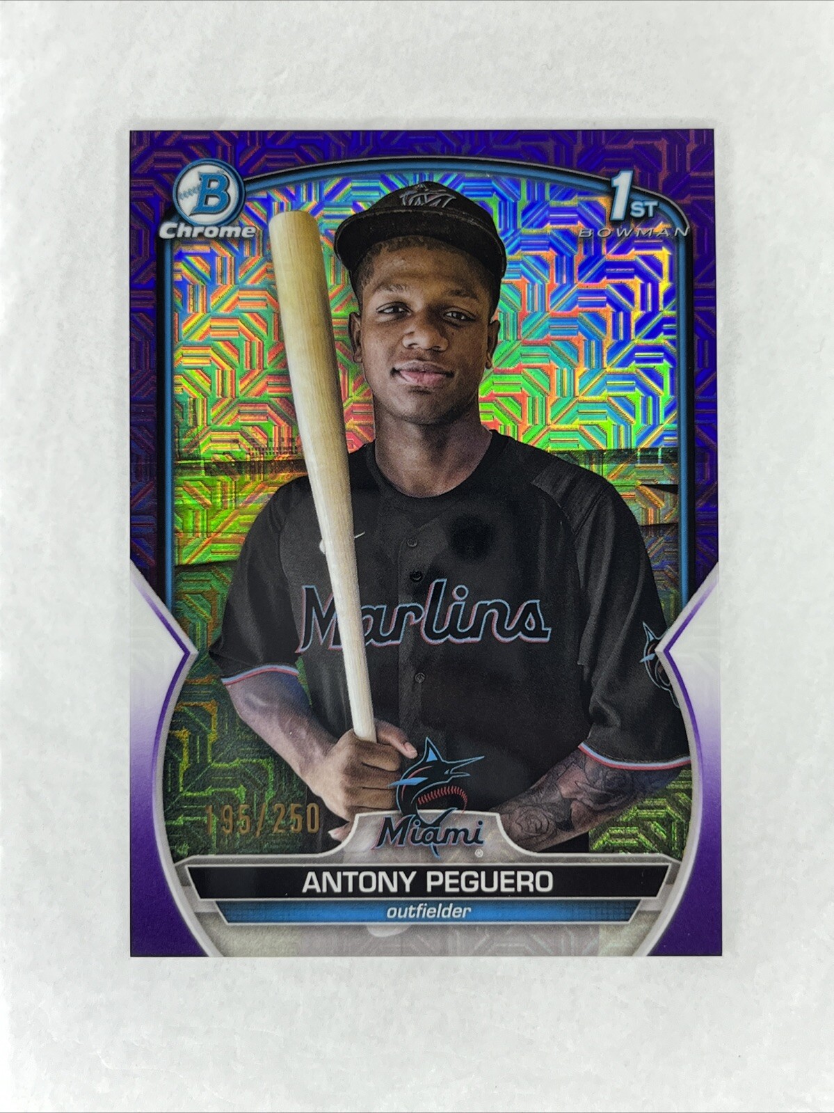 Antony Peguero 1st Purple Mojo /250 - 2023 Bowman Chrome Miami Marlins BCP-62