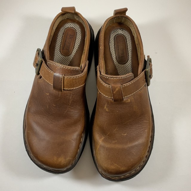 Born Mary Jane Buckle Open Back Slide On Clog Brown Leather Womens Size US 7 | eBay