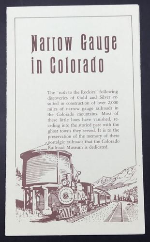 1962 Colorado Railroad Museum Brochure Narrow Gauge Train Schedule w/ Map