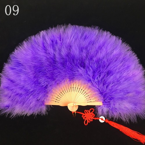 Colorful Large Folding Feather Fan Wedding PROM Party Costume Fancy Dress 1920s - Picture 26 of 30