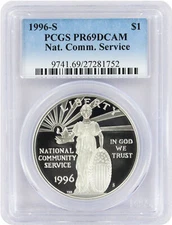 1996-S National Community Service Silver Commemorative Dollar PR69DCAM PCGS