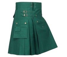 Men's Scottish Green Utility kilt is made of Cotton