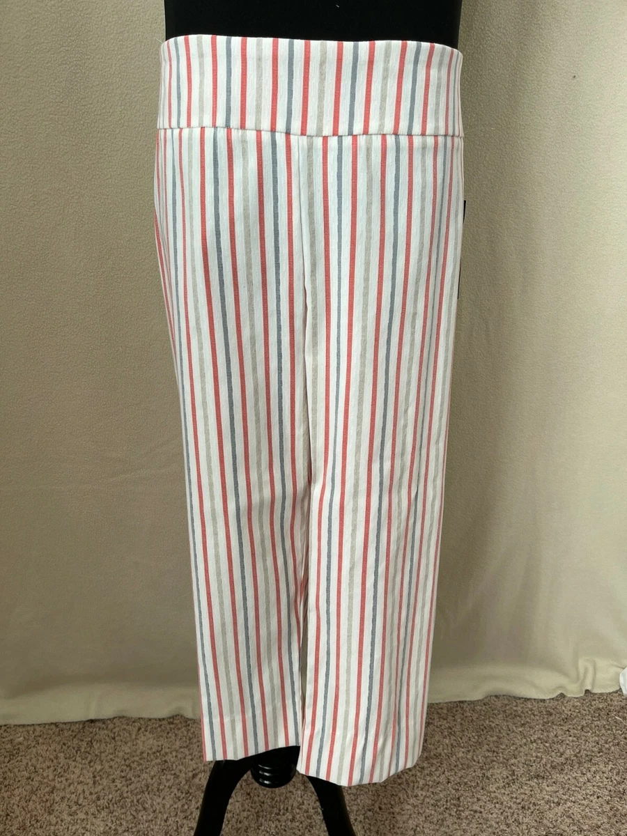 Zac & Rachel Vertical Striped Crop Semi-Wide Leg Pants, 18W