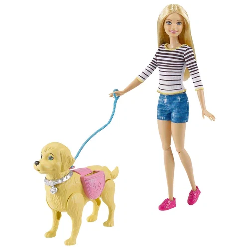 New Elegant Barbie Walk And Potty Pup Dog Play Set Poop & Scoop Girls Gift N-22