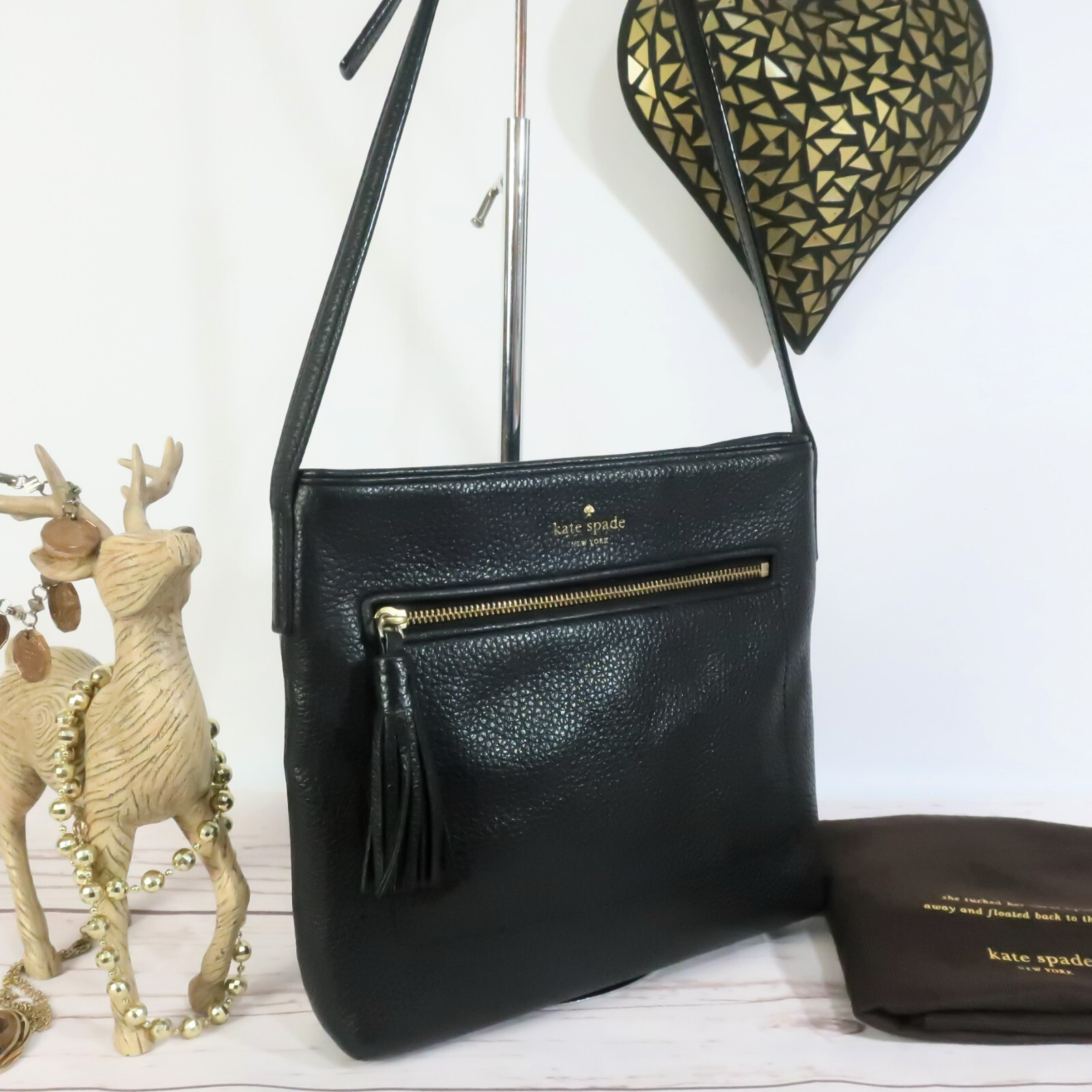 KATE SPADE Chester Street Dessi Bag Crossbody Black Leather Dust Bag