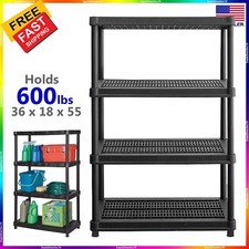 Estante de plástico resistente de 4 niveles estante almacenamiento garaje lavandería cocina NUEVO
