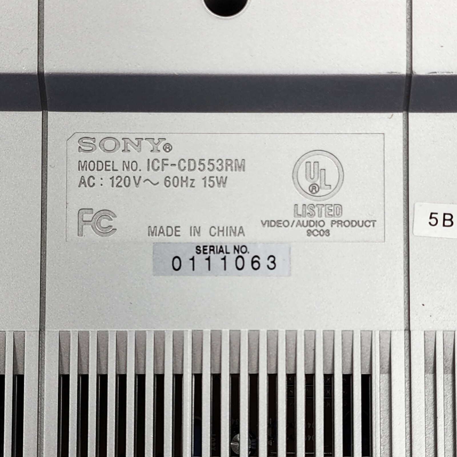 Sony Under Kitchen CD Clock Radio ICFCD553RM with Hardware No