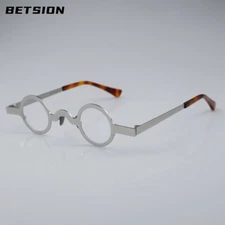 Hand Made Retro Small Round Wide Side Eyeglasses Frames Acetate Metal Glasses