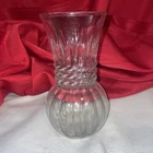 Vintage Clear Pineapple Glass Ribbed Flower Vase - Anchor Hocking 6.5"