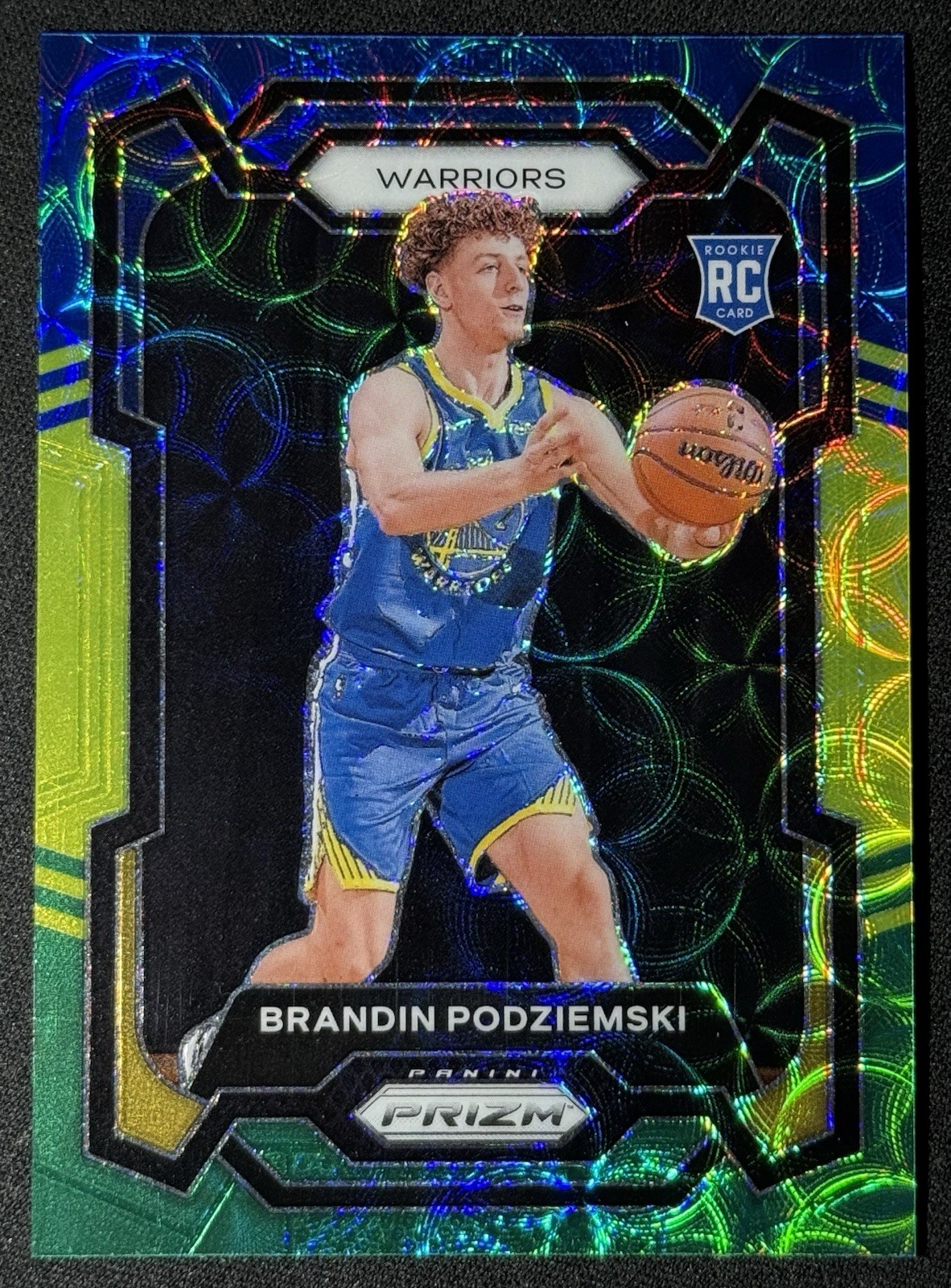 2023-24 Prizm Choice Brandin Podziemski Blue Yellow Green #147 Rookie Warriors