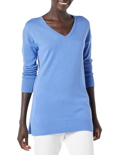 Tunika-Pullover Damen XL Blau V-Ausschnitt Langarm Amazon Essentials ÜBergrößE-image