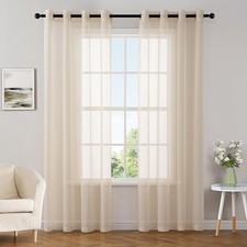 Solid Color Sheer Curtains 84 Inches Long 2 Panels Set Elegant Lightweight