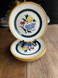 Vintage Stangl Terra Rose Fruit Pattern - Set Of Four 11.25” Dinner Plates