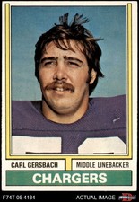 1974 Topps #202 Carl Gersbach Chargers RC Duke / West Chester 6 - EX/MT