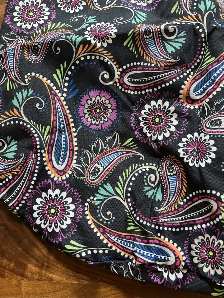 Vera Bradley Bandana Swirl Shoulder Strap HUGE Laundry Bag 24x28 Black College - Image 2 of 4
