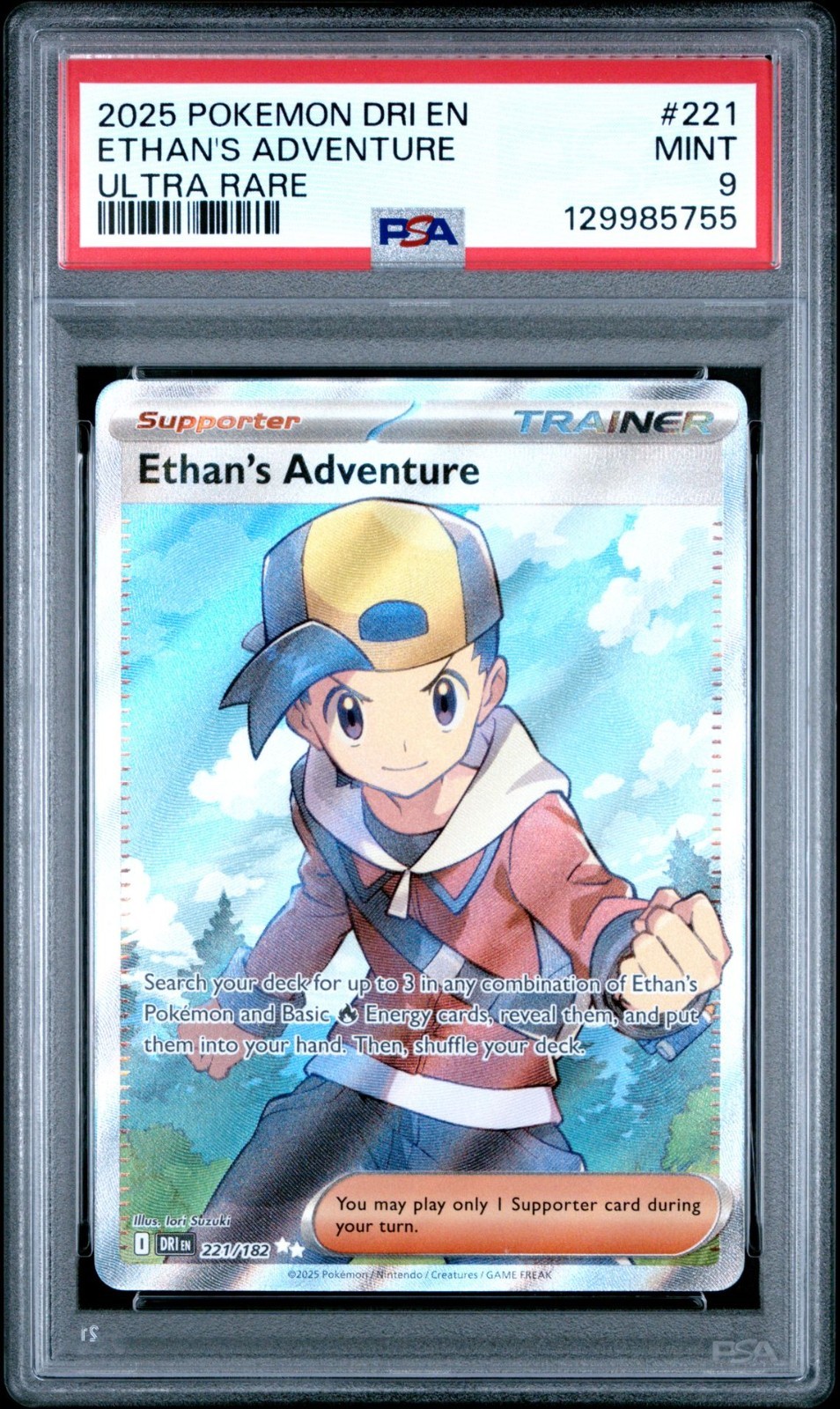 2025 POKEMON DRI EN-DESTINED RIVALS ULTRA RARE #221 ETHAN'S ADVENTURE PSA 9
