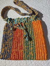 Handbag Satchel Nylon Cord Macrame Rainbow Beach Summer 10X10