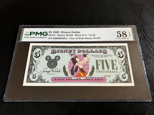 1989 DA-Closed-Eyed Goofy Disney Dollar-DIS14-PMG 58 EPQ-Choice AU-D00038840A