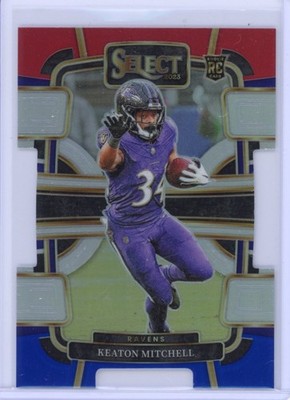 KEATON MITCHELL 2023 PANINI SELECT RED BLUE PRIZM DIE-CUT #10 BALTIMORE RAVENS