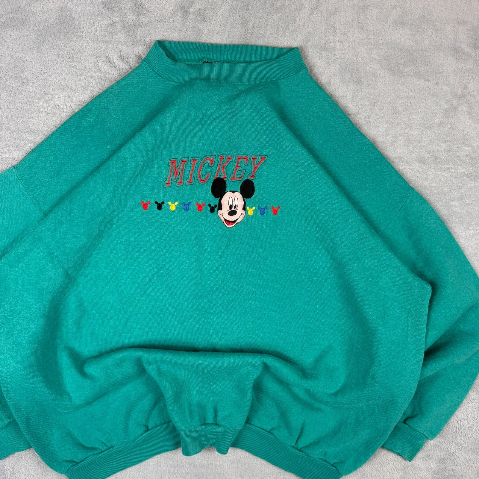 VTG Mickey Unlimited 90's Disney Mickey Mouse Green Oversized XL Sweatshirt image 3