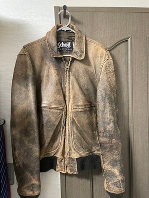 Schott A-2 leather Jacket Blouson Men Size 40 80's Vintage Genuine
