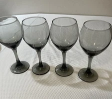 Greenbrier International 12 oz Smokey Grey Wine Glasses. Set Of 4