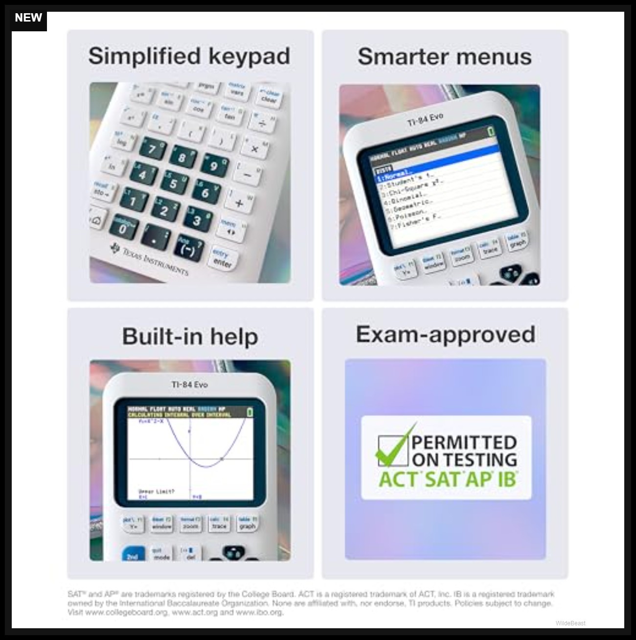 Graphing Calculator 2.8 Inch LCD Battery Powered White Icon Home Screen ...