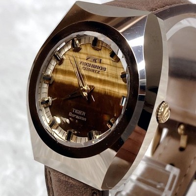 TECHNOS Tiger Borazon Watch Auto Date Glass Working Used
