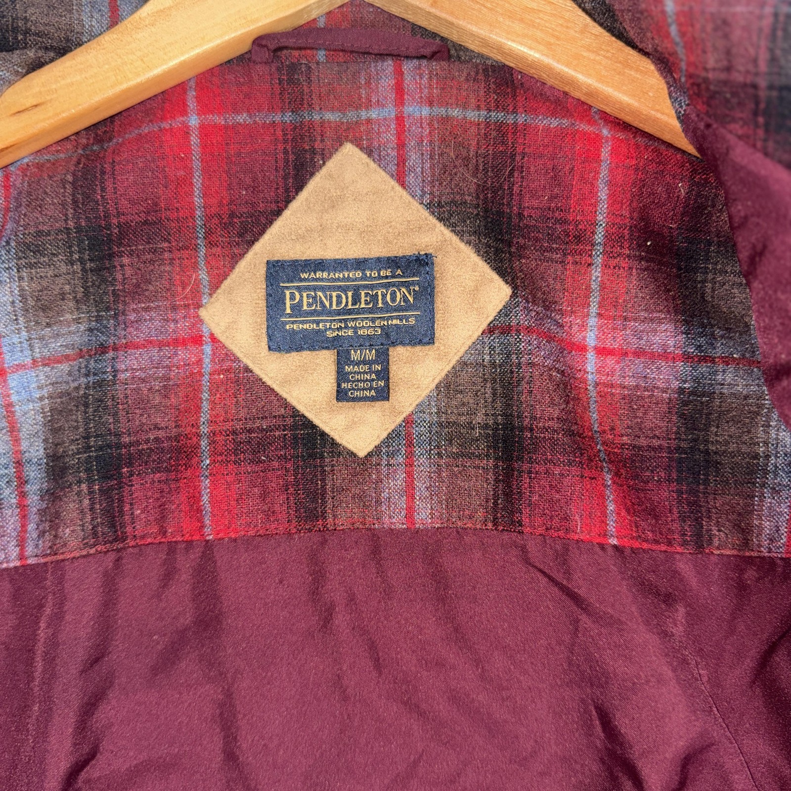 Pendleton Jacket Mens Medium Burgundy Sherpa Flee… - image 4