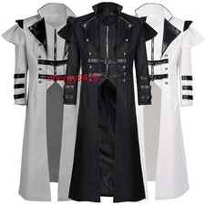 Long Trench Men's Medieval Victorian Style Frock Coat Cape Cloak Costume Jackets