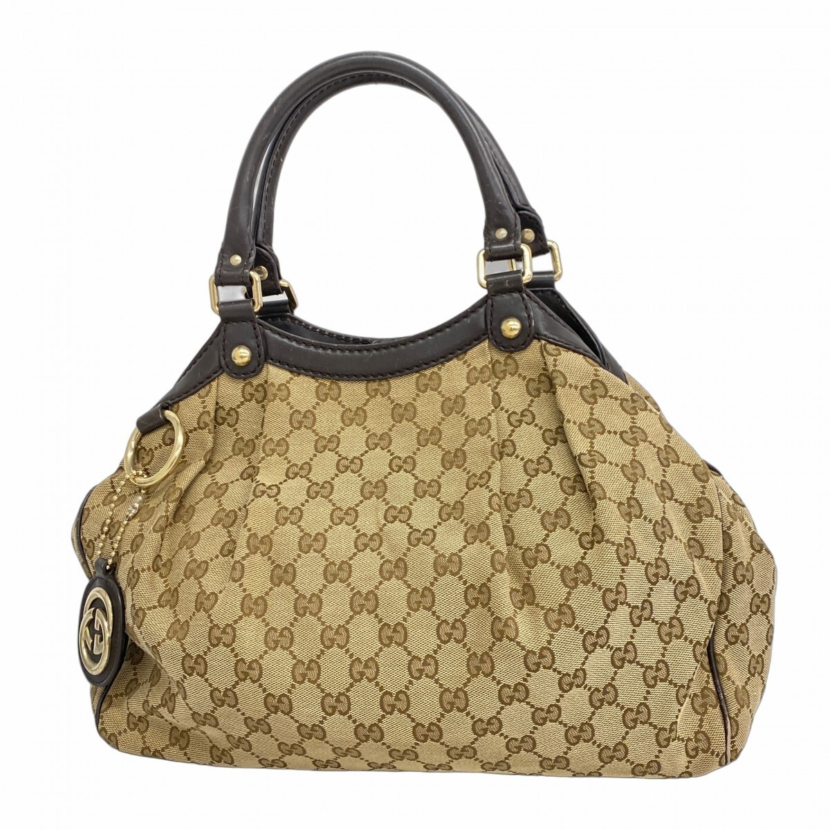 GUCCI GG Canvas Sukey Tote Bag with Gold Hardware 211944 439945