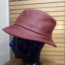Burgundy Lambskin Bucket Hat Made By United Hatters, Cap Millinery Union Large