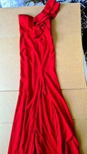 Lulus Kiss Me Again Red Ruffled One-Shoulder Sheath Maxi Dress Sz M