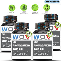 Wov Bio Ashwagandha KSM-66 - 4 X 180 Kapseln - Hochdosiert 2100Gm - Vegan & Bio