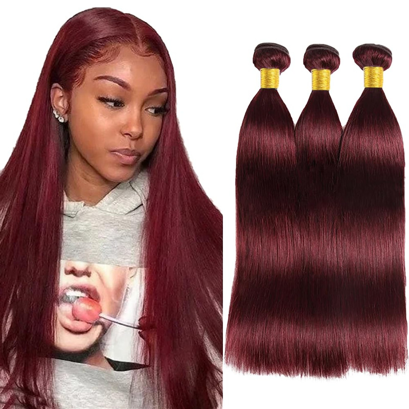FuivJuix #99J Burgundy Bundles Straight Bundles Human Hair 2