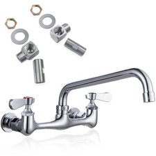 Leak-Free Commercial Sink Faucet 8" Center 8" Spread Swivel Spout, Wall Mount...